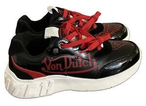 Von Dutch Vanderdutch Black Red White Skater Sneakers WSN714 Women’s Sz 10 READ!